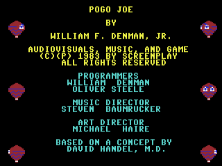Pogo Joe title screen for Commodore 64